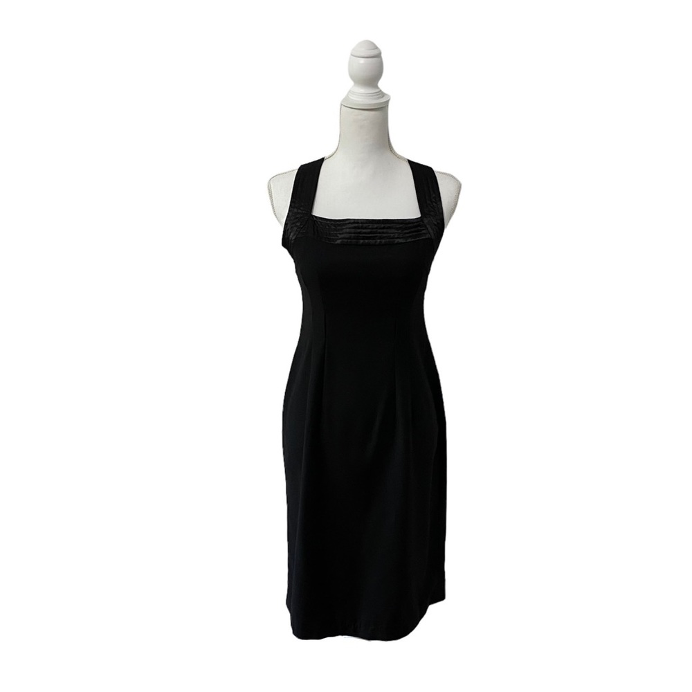 Lucca Couture Classic Square Neck Cross Back Bodycon Midi Dress Black Medium‎